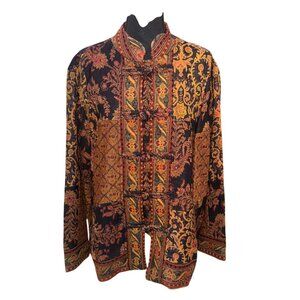 VTG White Stag Women Patchwork Tapestry Coat XL Paisley Mandarin Collar Jacket